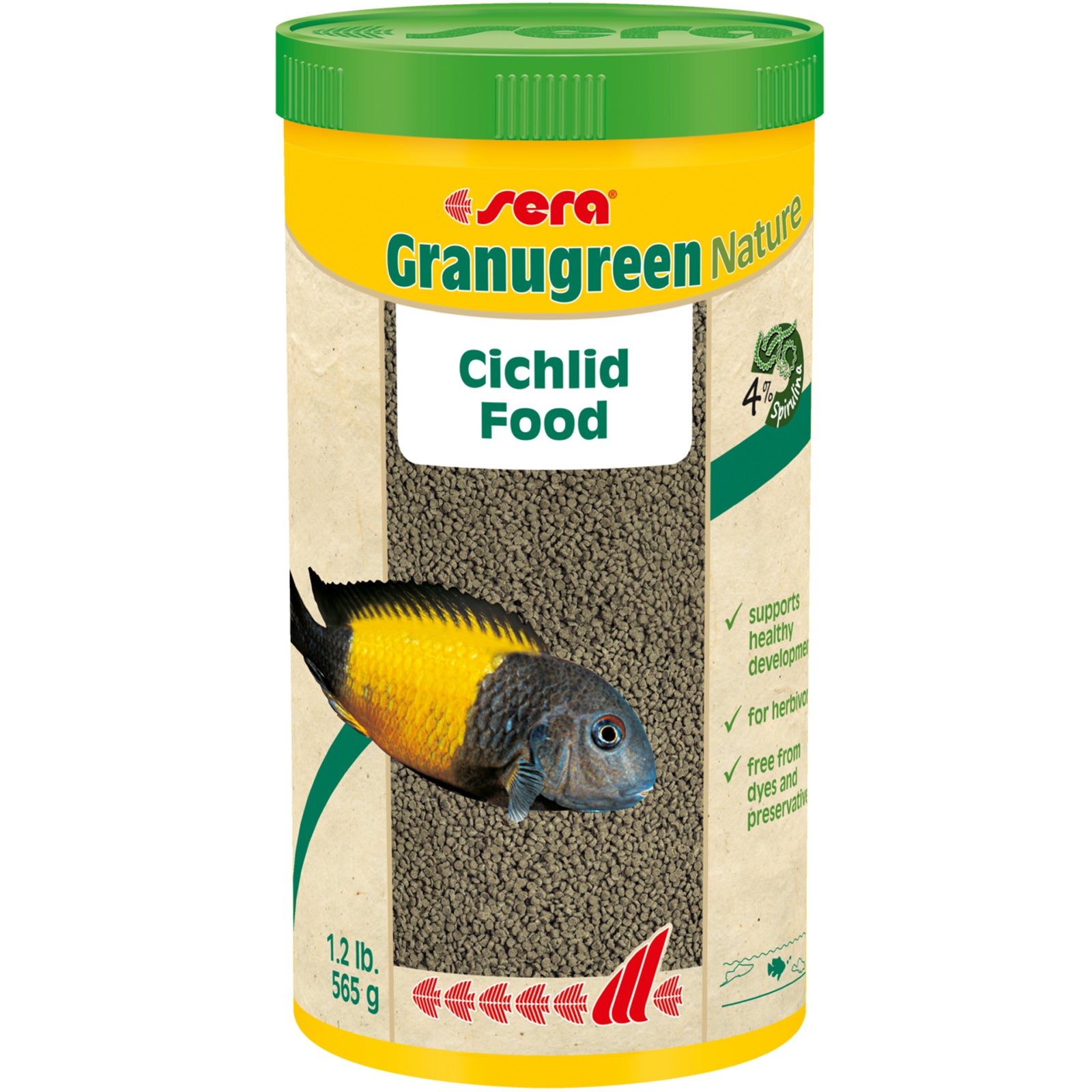 Sera Granugreen Nature Cichlid Fish Food Pellets 1 000mL ASAP